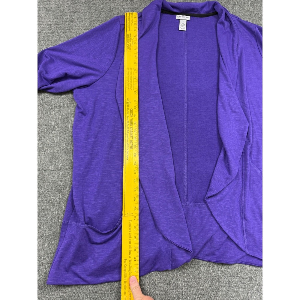Catherines Purple Open Front Slub Knit Cardigan Jacket 3X 26/28W NWT Pockets - Picture 3 of 6